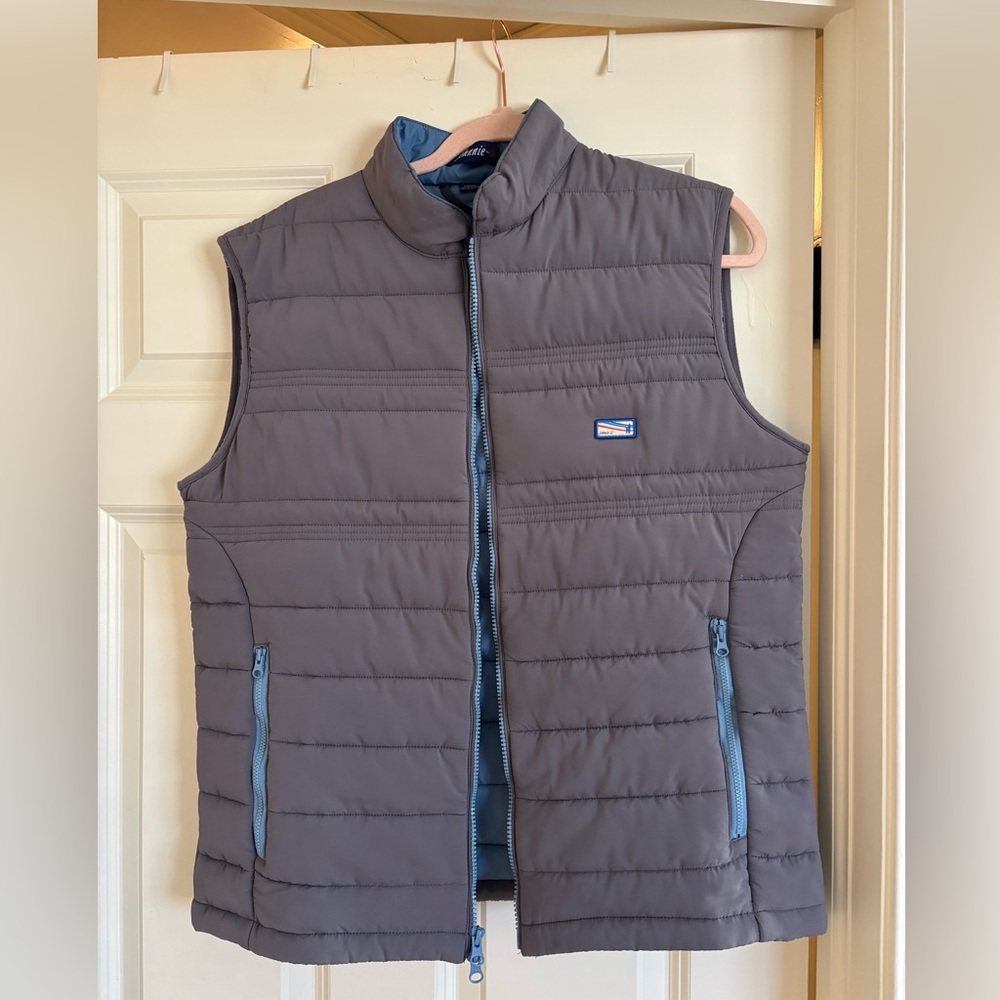 johnnie-O Gray Quilted Vest with Blue Accents